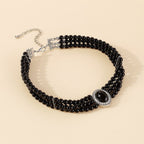 Pearl Beaded Layered Choker Necklace