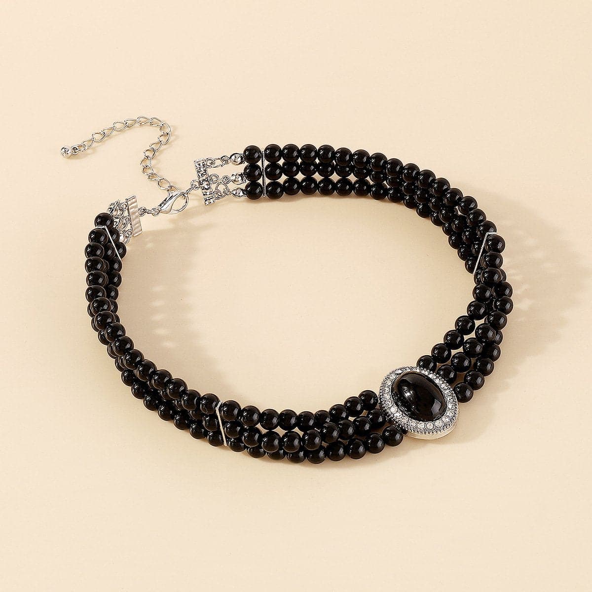 Pearl Beaded Layered Choker Necklace