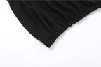 Irregular ruched lace hem solid backless top