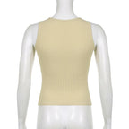 Ribbed butterfly pattern sleeveless contrast beaded crop top