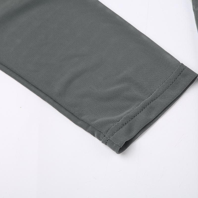 Top a collo alto con maniche lunghe e rete trasparente 