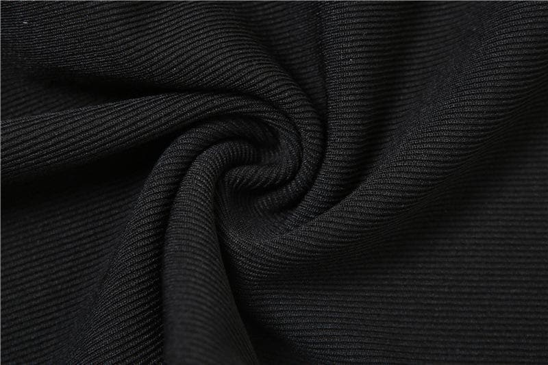 Top corto a tubino con scollo all'americana, schiena scoperta, arricciato e applicazioni floreali con bottoni