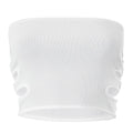 Hollow out backless solid ribbed tube crop top
