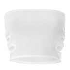 Hollow out backless solid ribbed tube crop top