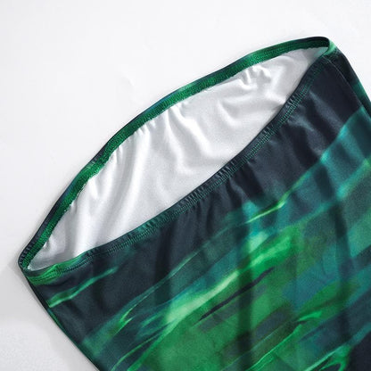Rückenfreies, ärmelloses Tube-Minikleid mit Kontrastdruck