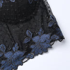 Backless contrast lace embroidery tube crop top