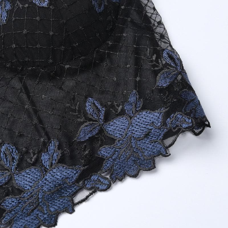 Backless contrast lace embroidery tube crop top