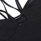 Mesh solid patchwork backless hollow out crop top