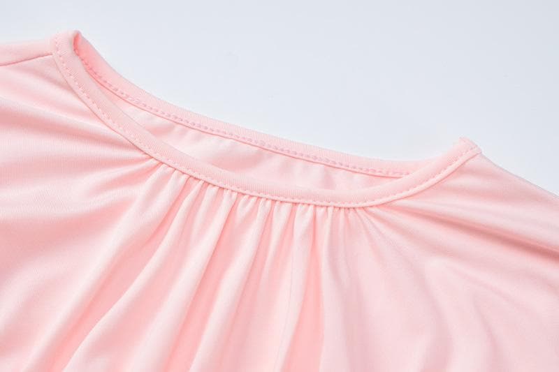 Irregular long sleeve ruched crewneck solid top