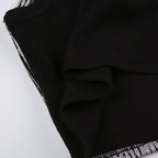 Textured contrast sleeveless crewneck patchwork crop top