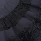 Zip-up lace up patchwork lace ruffle mini skirt
