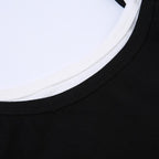 Top corto senza maniche con scollo quadrato e patchwork a contrasto 