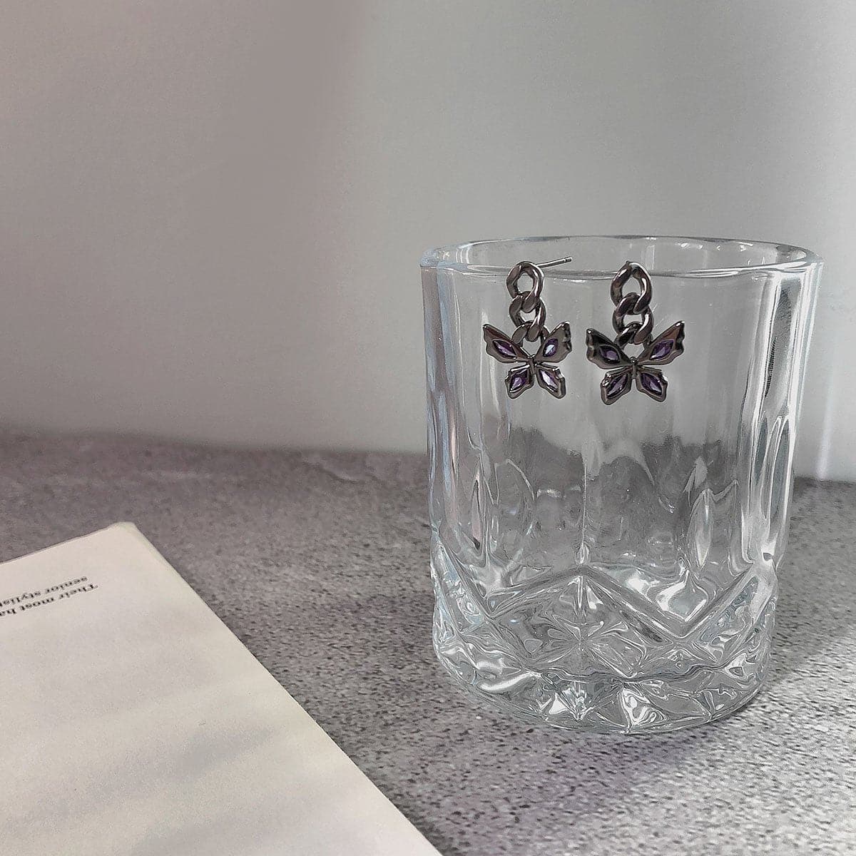 Butterfly Pendant Chain Earrings