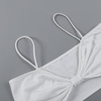 Top corto in 2 pezzi con fiocco e scollo rotondo in rete senza maniche