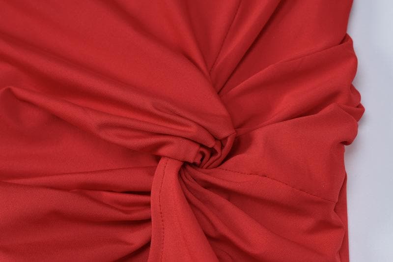 Cross front halter flower applique slit knotted maxi skirt set