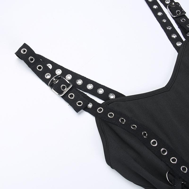 Rückenfreies, einfarbiges Minikleid mit Schnürung, gerüschter Netzschnalle