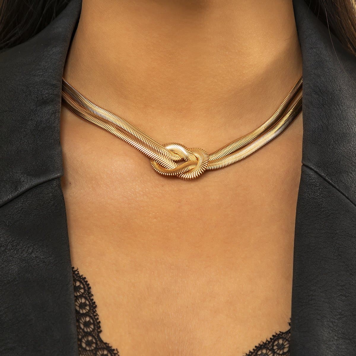 Knotted snake choker necklace