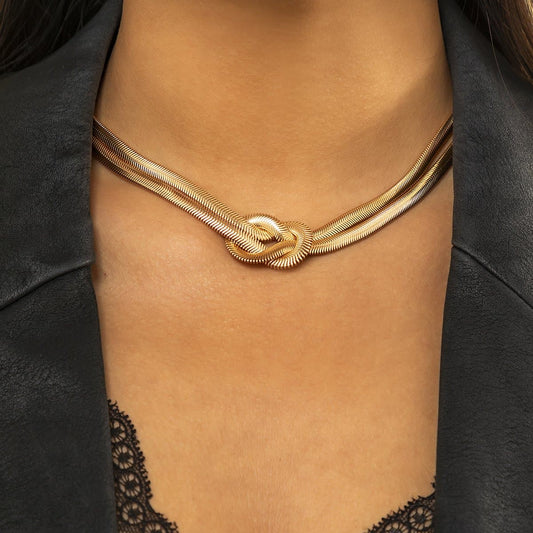 Knotted snake choker necklace