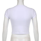 Star pattern contrast short sleeve crewneck crop top