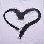 Heart pattern contrast short sleeve crewneck crop top