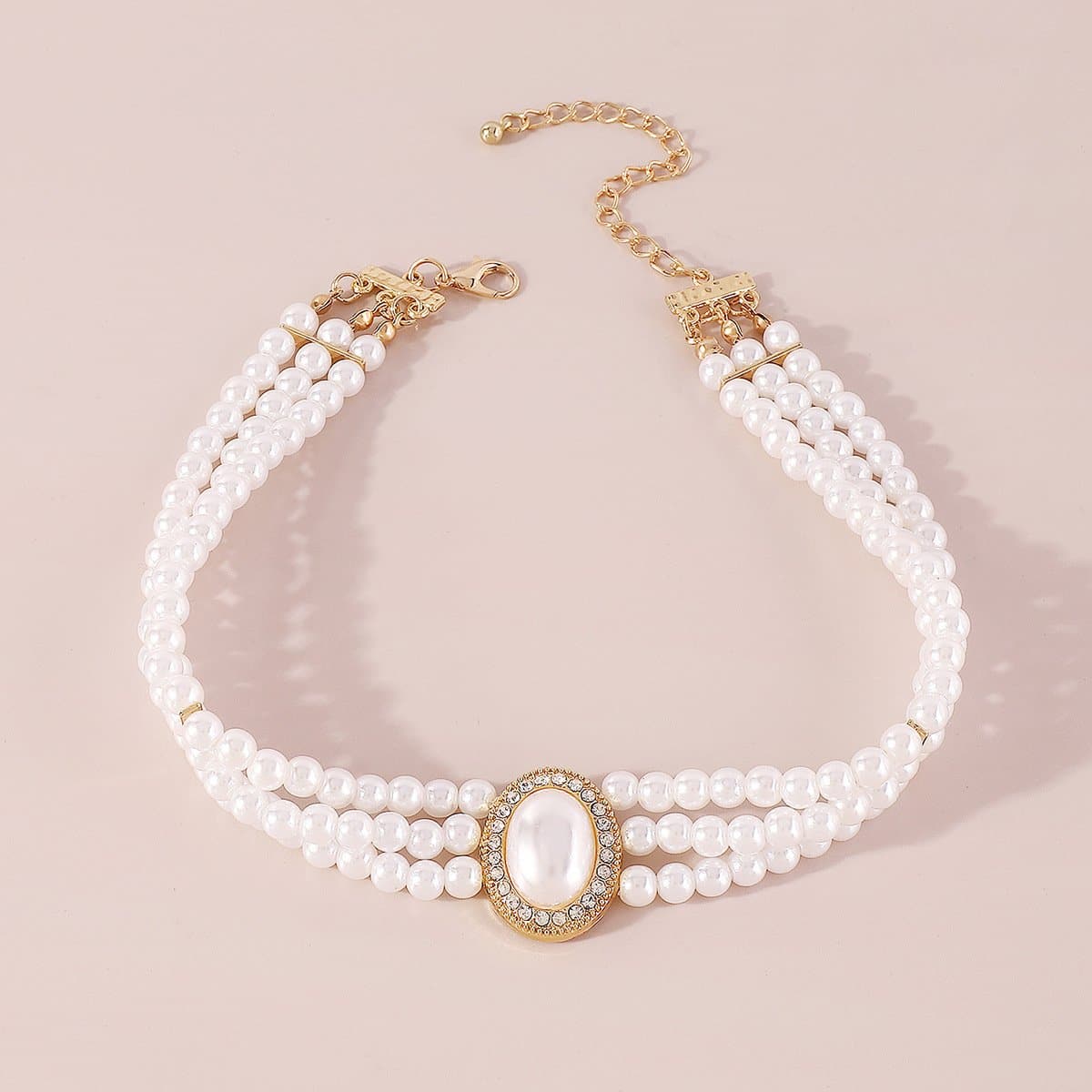 Pearl Beaded Layered Choker Necklace