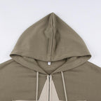 Stitch star patchwork drawstring pocket zip-up hoodie coat - Final Sale