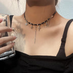 Star Pendant Irregular Pu Choker Necklace