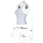 Halter backless cross beaded u neck sleeveless crop top