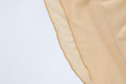 Ärmelloses Midikleid aus transparentem Netzstoff mit Rüschen und Blumenapplikation
