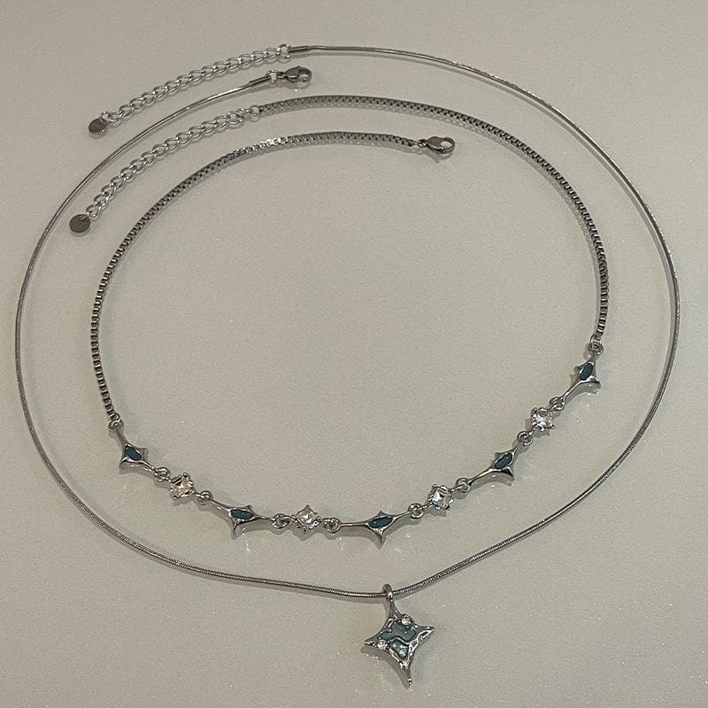 Star Irrgular Pendant 2 Pcs Choker Necklace