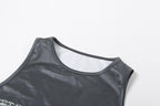 Contrast print sleeveless round neck top