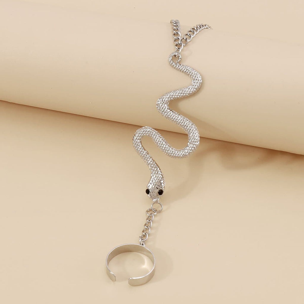 Kettenringarmband mit Schlangenanhänger 