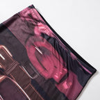 Gloves contrast print backless tube midi skirt set