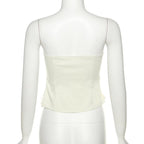 Solid zip-up sweetheart neck irregular self tie tube top