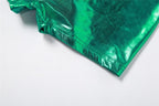 Neckholder-Strampler mit V-Ausschnitt und Rückenausschnitt zum Selbstbinden in Metallic
