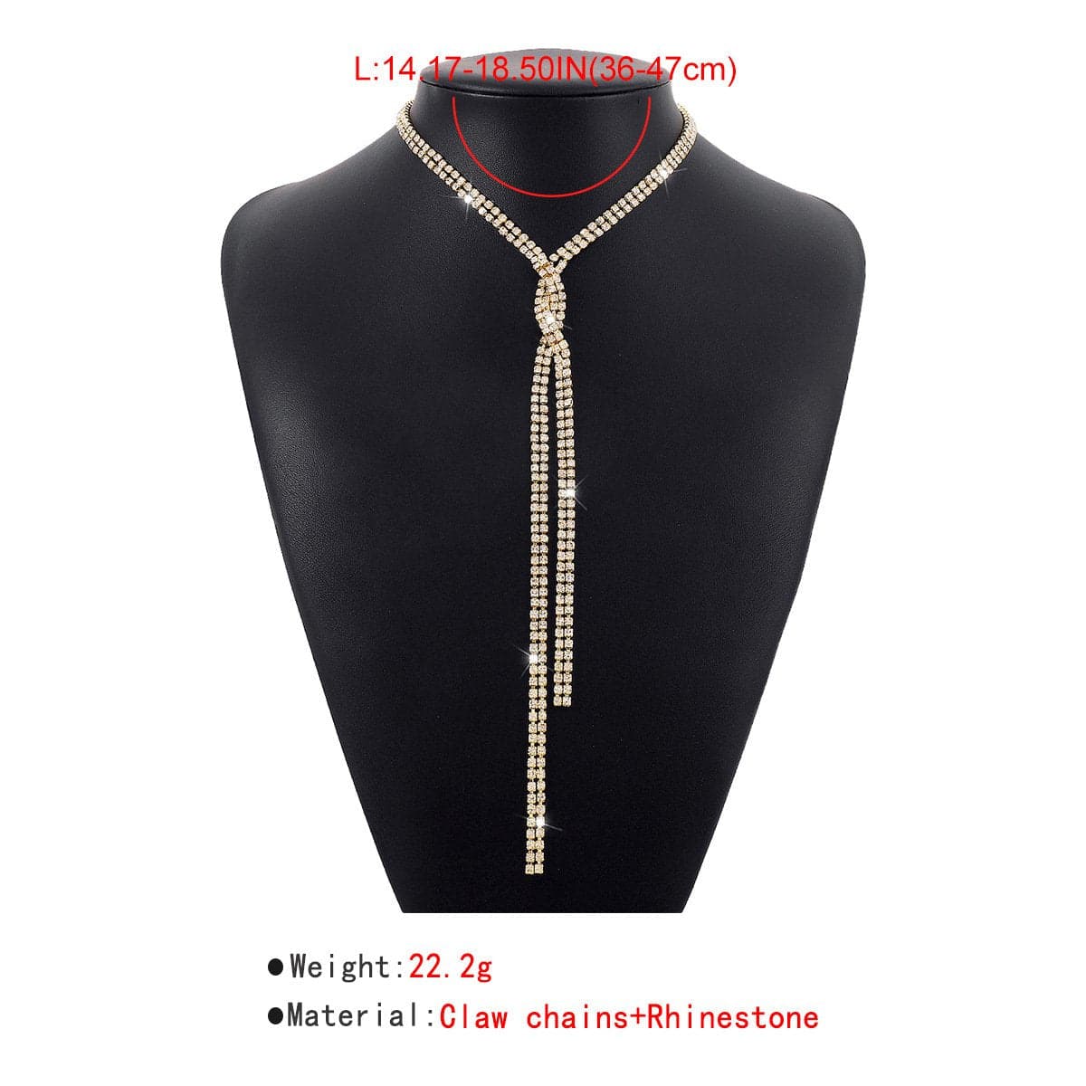 Knotted rhinestone choker necklace