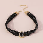 Pearl Beaded Layered Choker Necklace