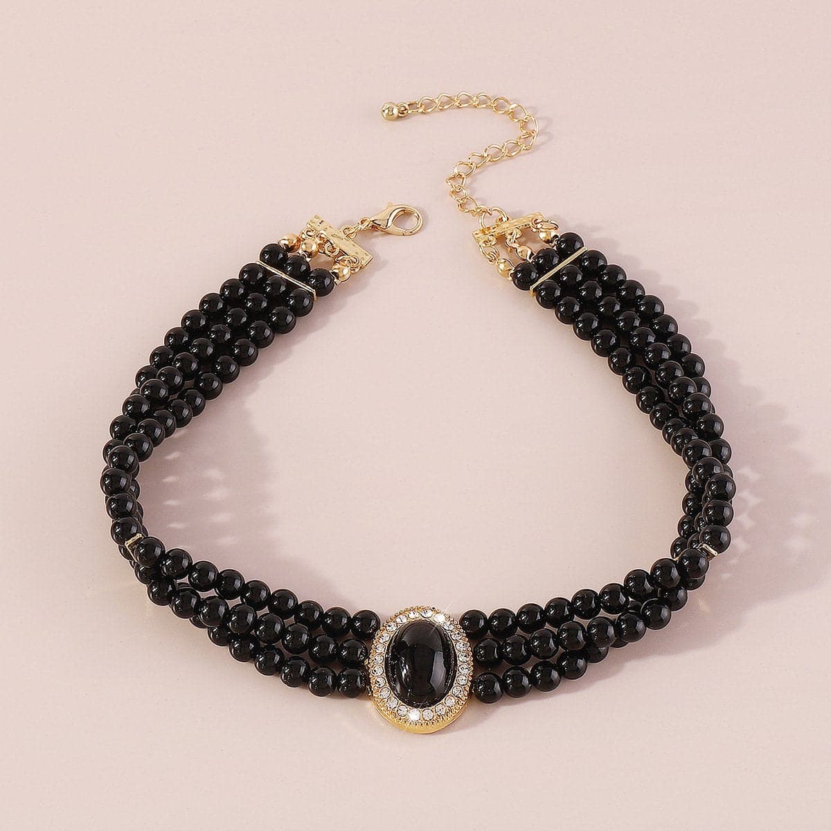 Pearl Beaded Layered Choker Necklace