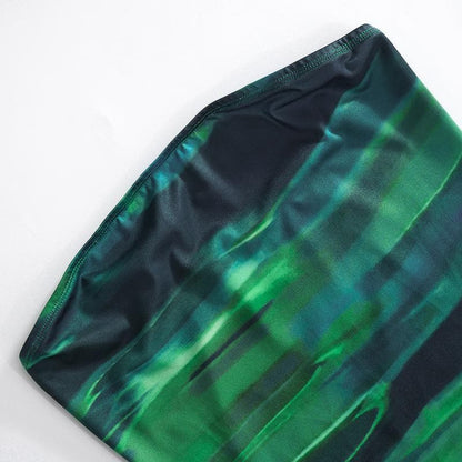 Rückenfreies, ärmelloses Tube-Minikleid mit Kontrastdruck