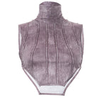 Top corto senza maniche a contrasto con collo alto e tie-dye
