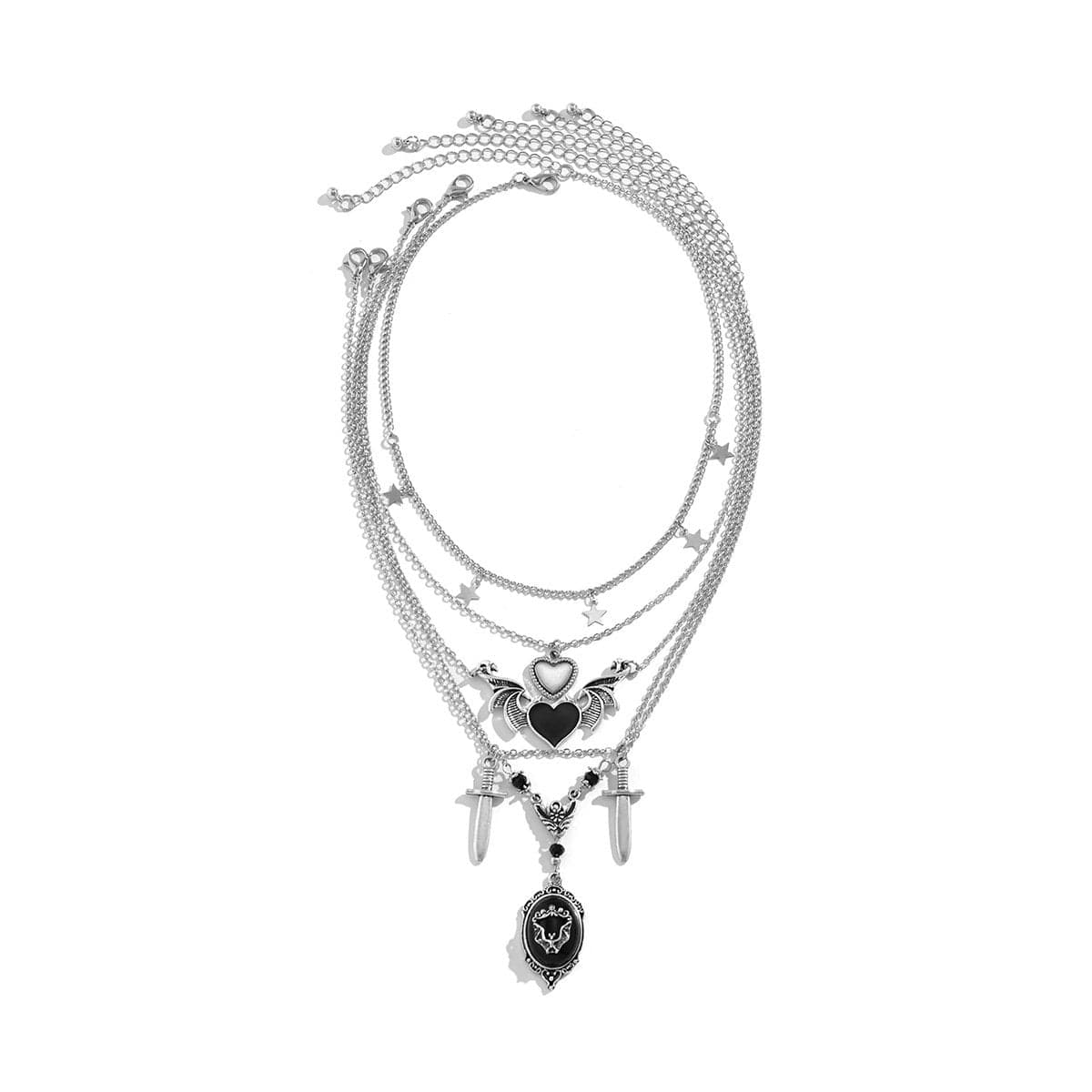 Heart Pendant Chain 5 Pcs Necklace