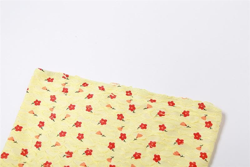 Textured flower print contrast backless tube crop top