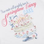 Cake pattern contrast short sleeve crewneck crop top