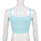 Top corto con scollo quadrato e canotta a contrasto con motivo a stelle 