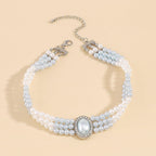 Pearl Beaded Layered Choker Necklace
