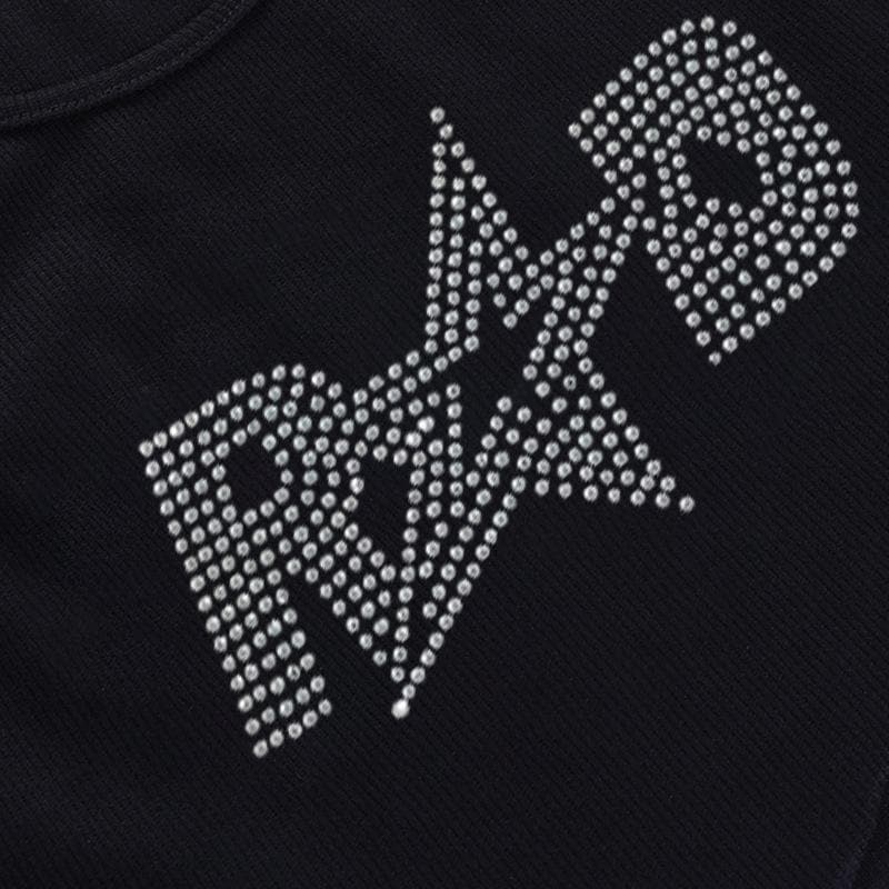 Beaded sleeveless round neck irregular crop top