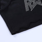 Beaded sleeveless round neck irregular crop top