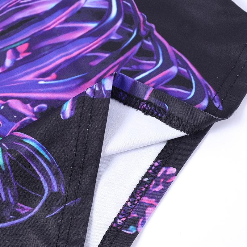 Hoodie abstract contrast sleeveless crop top