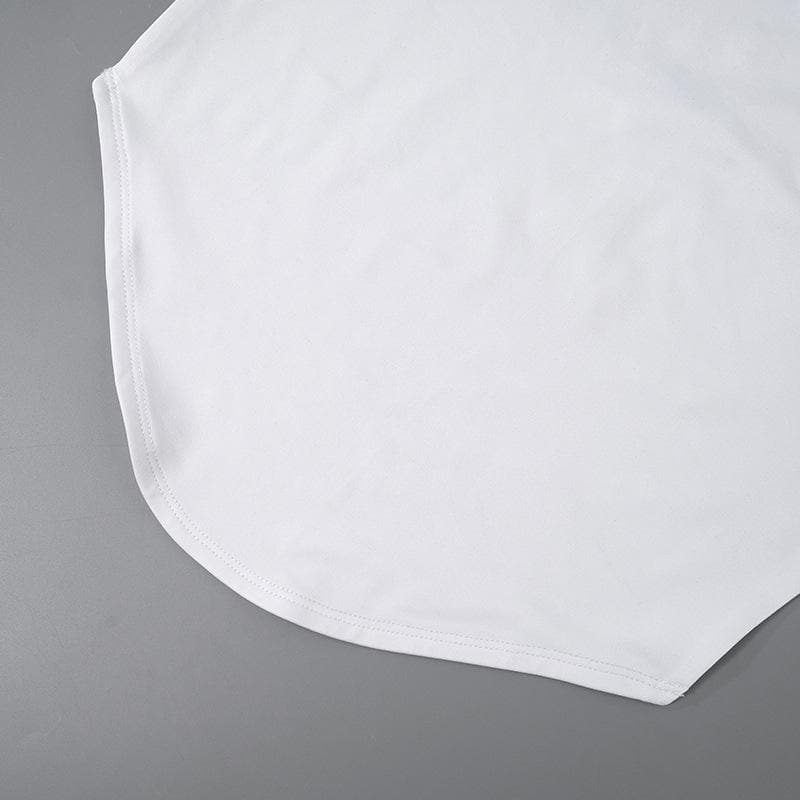 Halter backless solid self tie top