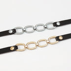 Button Pu Chain Choker Necklace